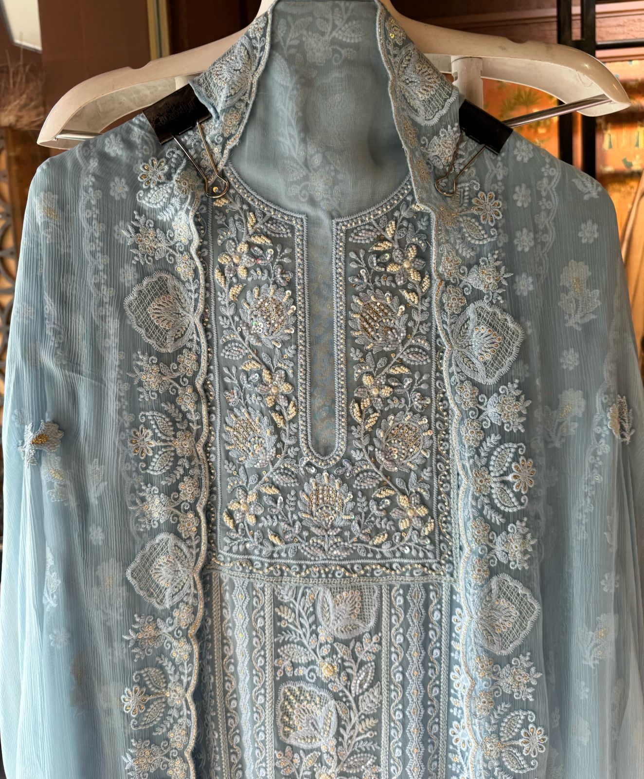 Pure Georgette Lakhnavi Embroidered Shirt (Copy)