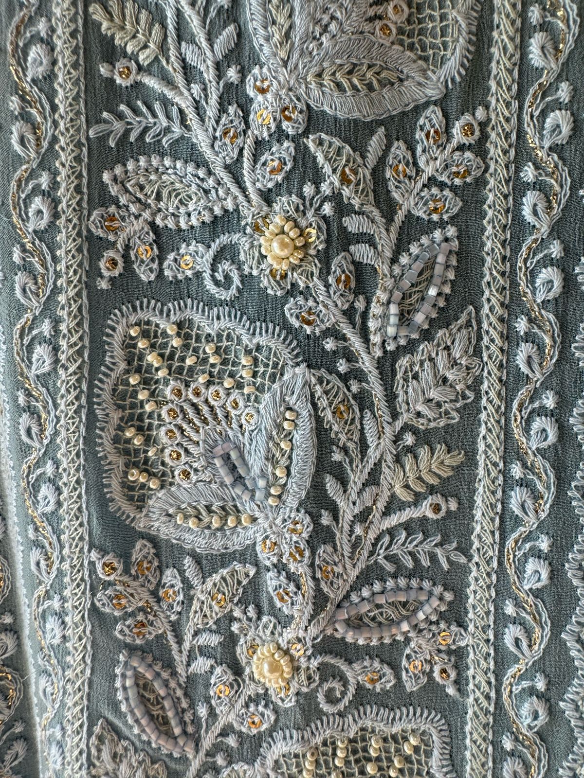 Pure Georgette Lakhnavi Embroidered Shirt (Copy)