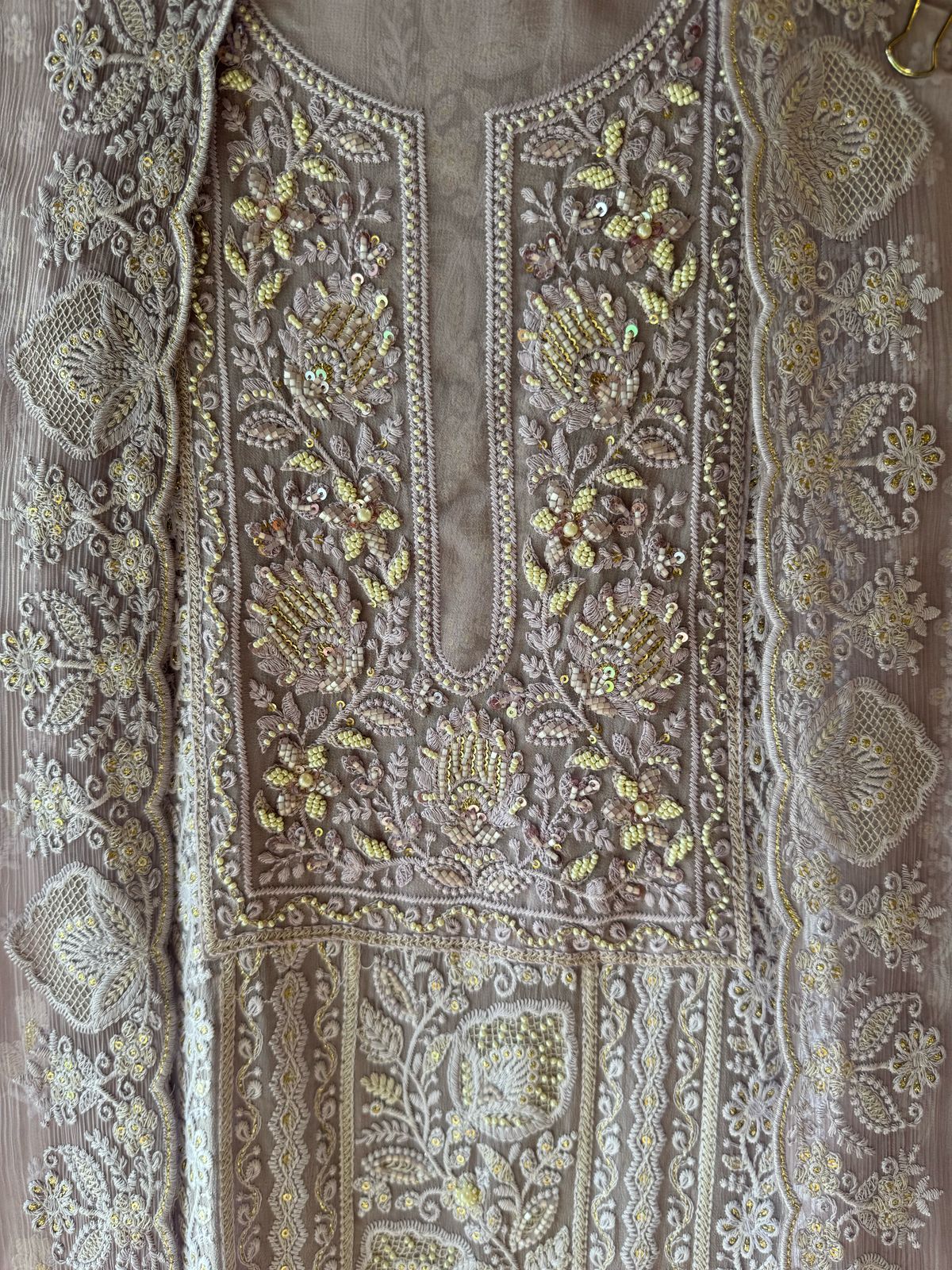 Pure Georgette Lakhnavi Embroidered Shirt