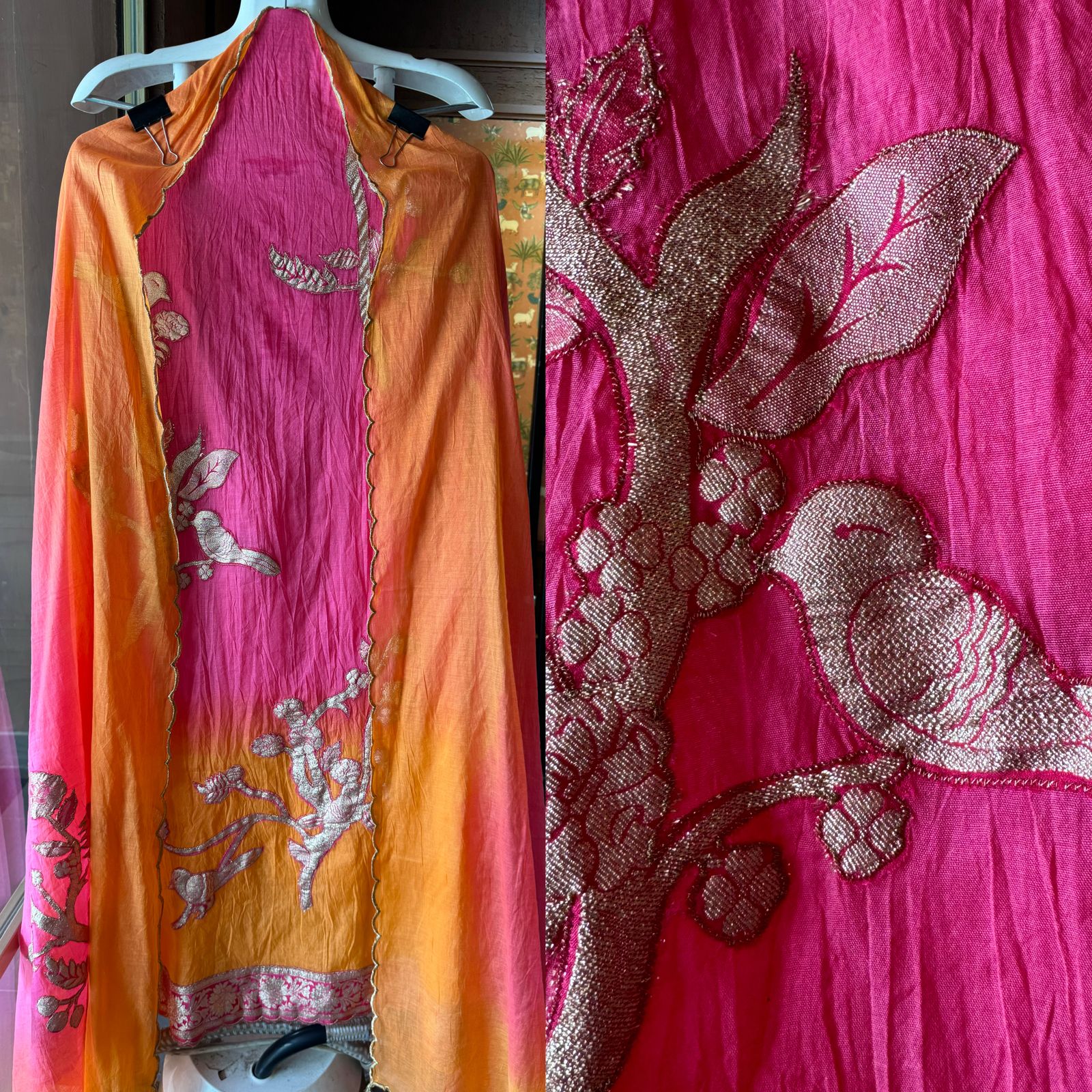 Pure mul Chanderi ombre Unstitched shirt