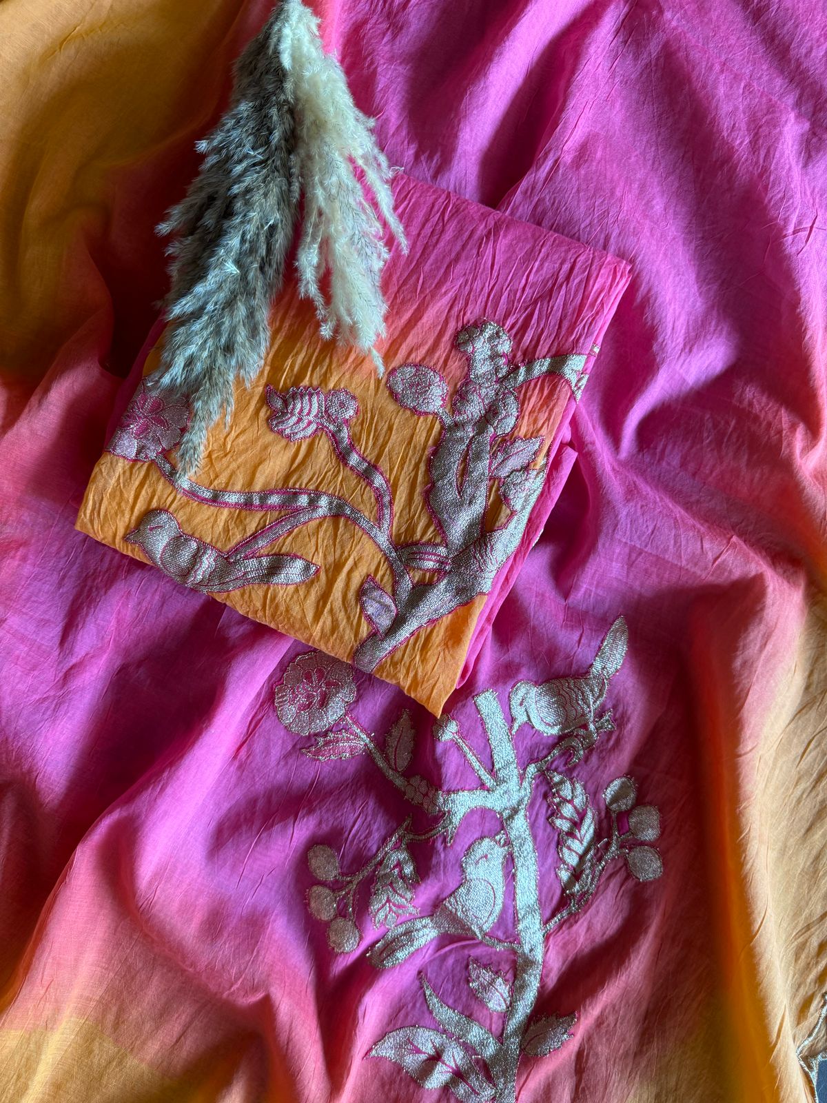 Pure mul Chanderi ombre Unstitched shirt