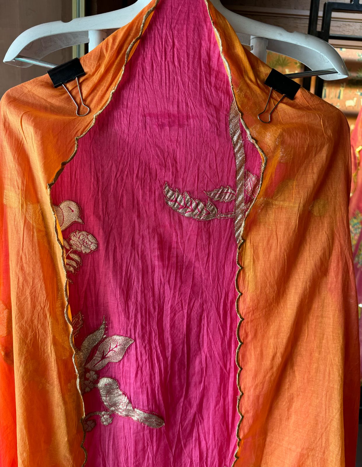 Pure mul Chanderi ombre Unstitched shirt