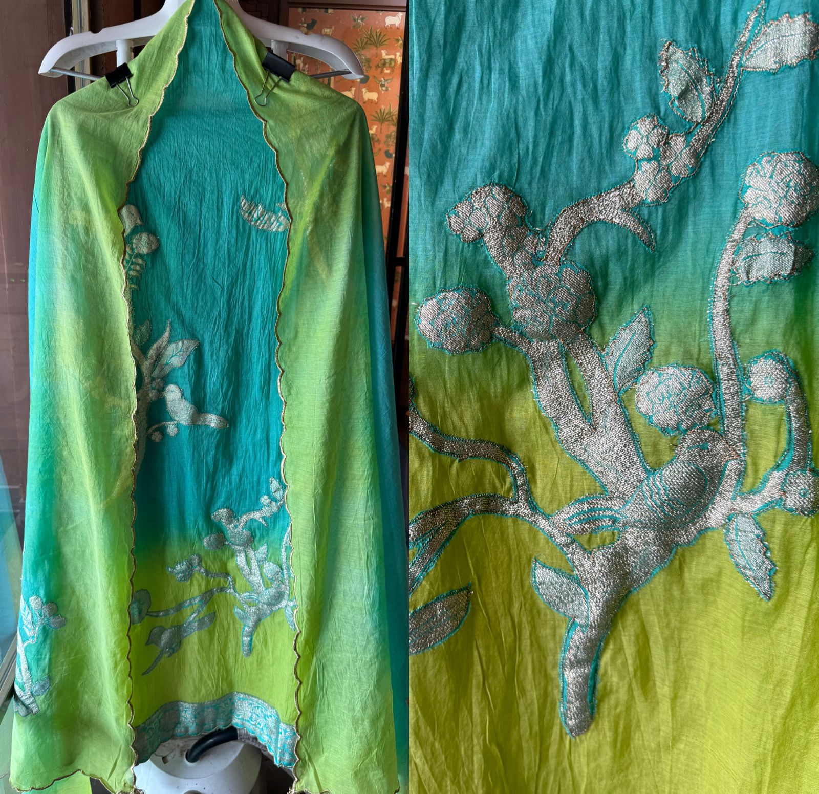 Pure mul Chanderi ombre Unstitched shirt