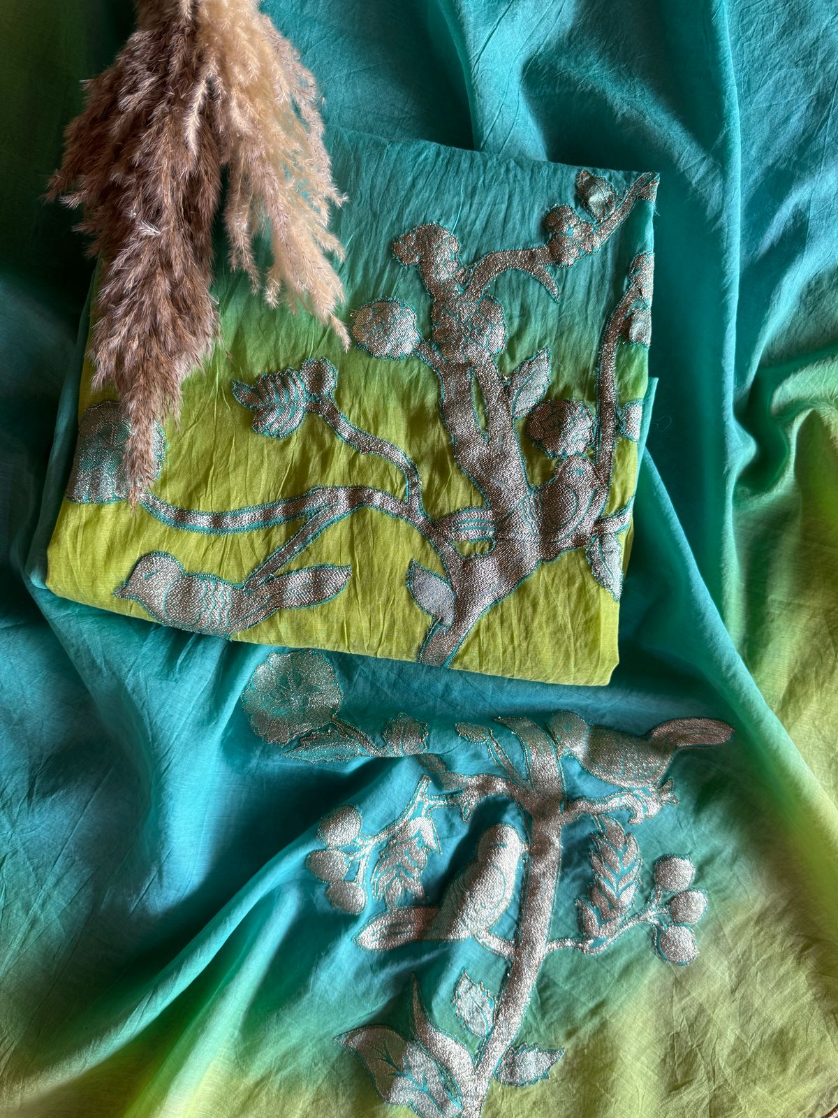 Pure mul Chanderi ombre Unstitched shirt