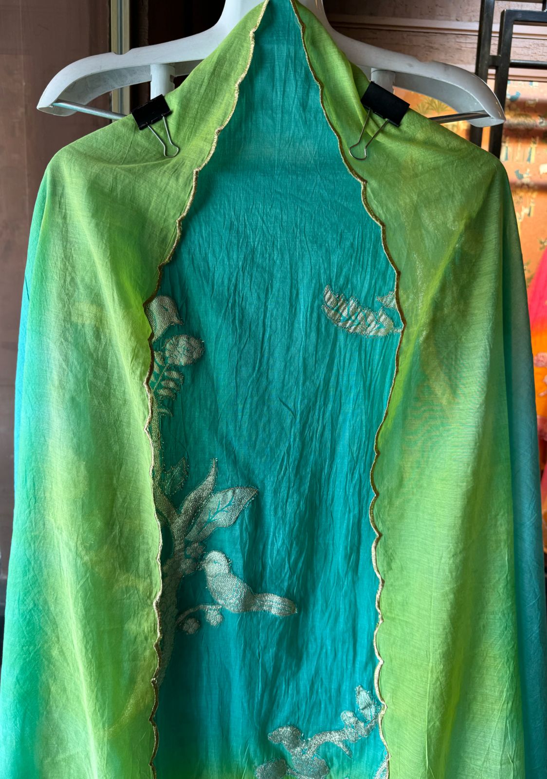 Pure mul Chanderi ombre Unstitched shirt