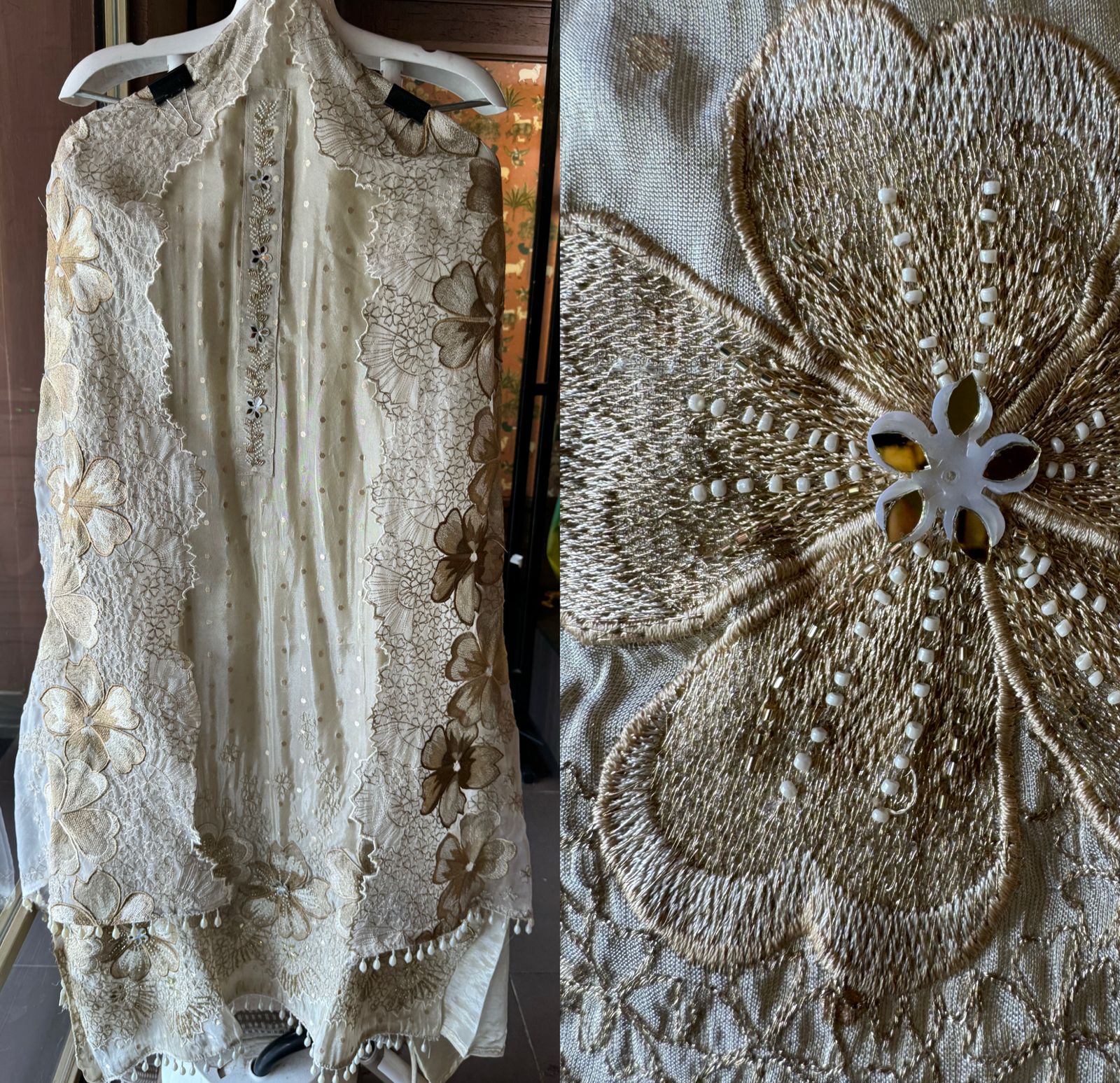 Soft shimmer tissue Unstitched Full size shirt