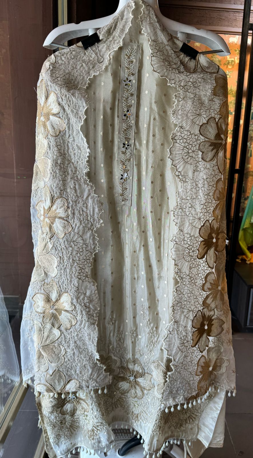 Soft shimmer tissue Unstitched Full size shirt