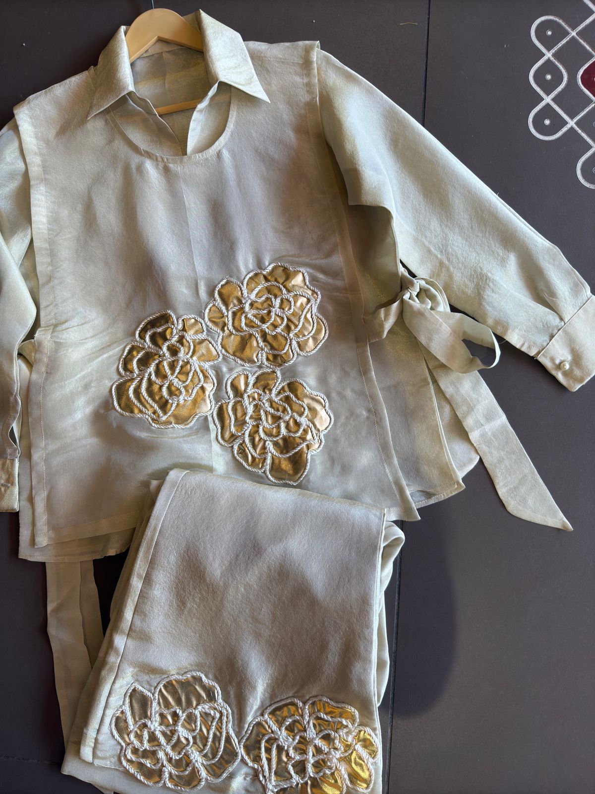 Shop our Latest a very stunning ivory gold 3 pc co-ord set