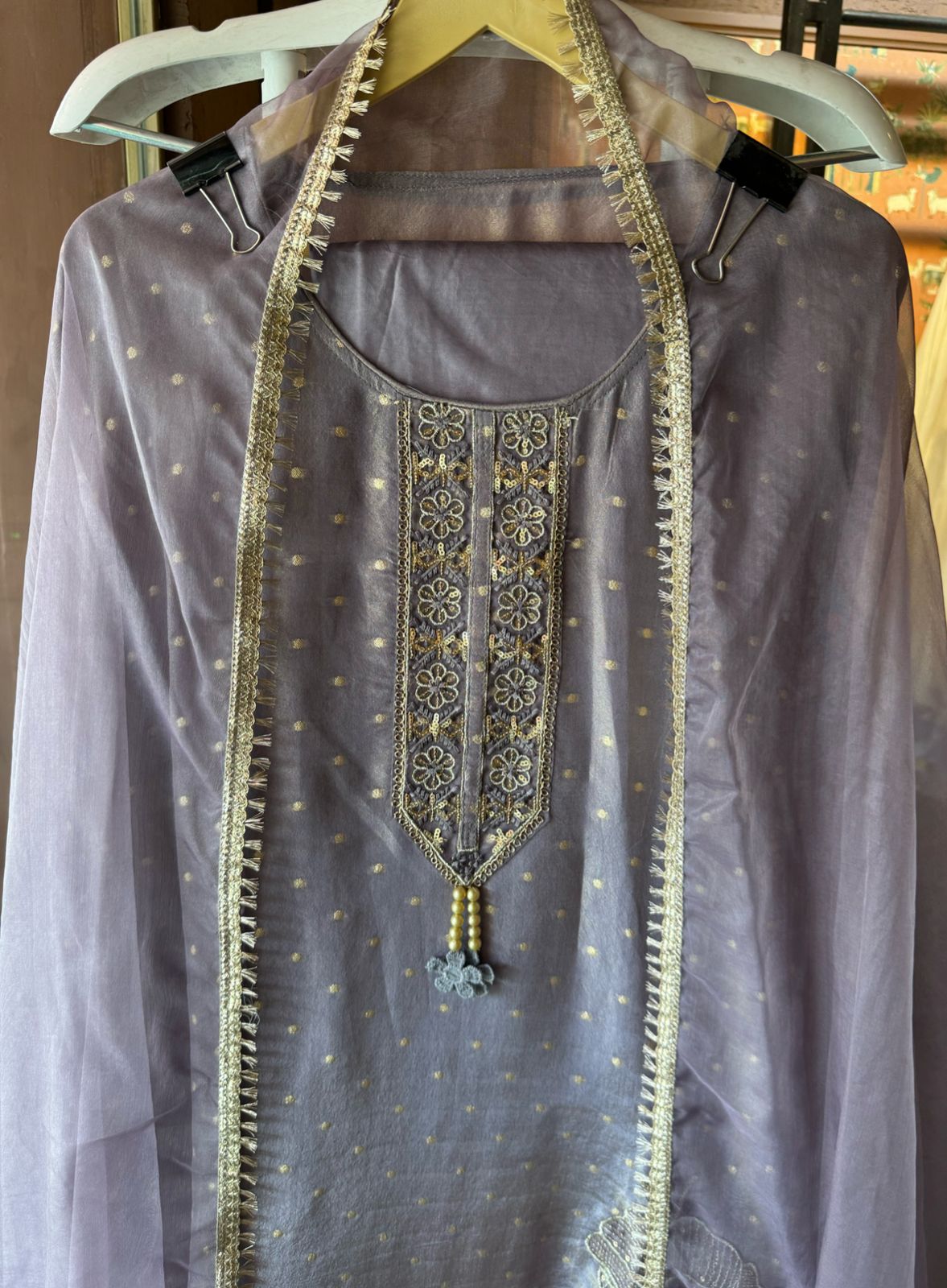 Soft shimmer tissue Unstitched Full size shirt