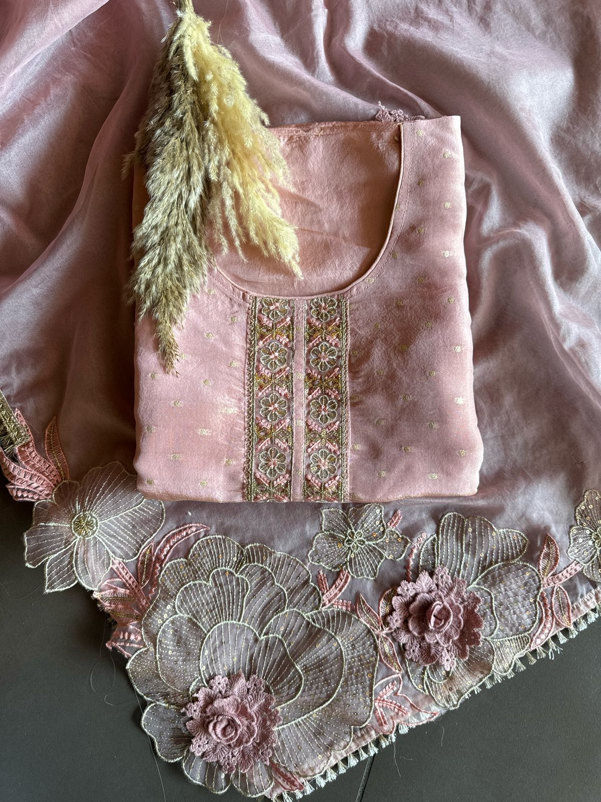 Soft shimmer tissue Unstitched Full size shirt