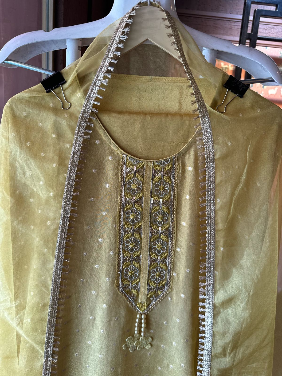 Soft shimmer tissue Unstitched Full size shirt