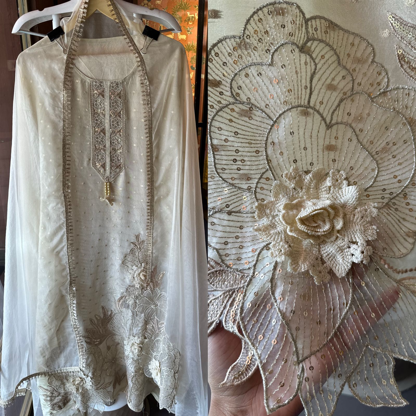 Soft shimmer tissue Unstitched Full size shirt