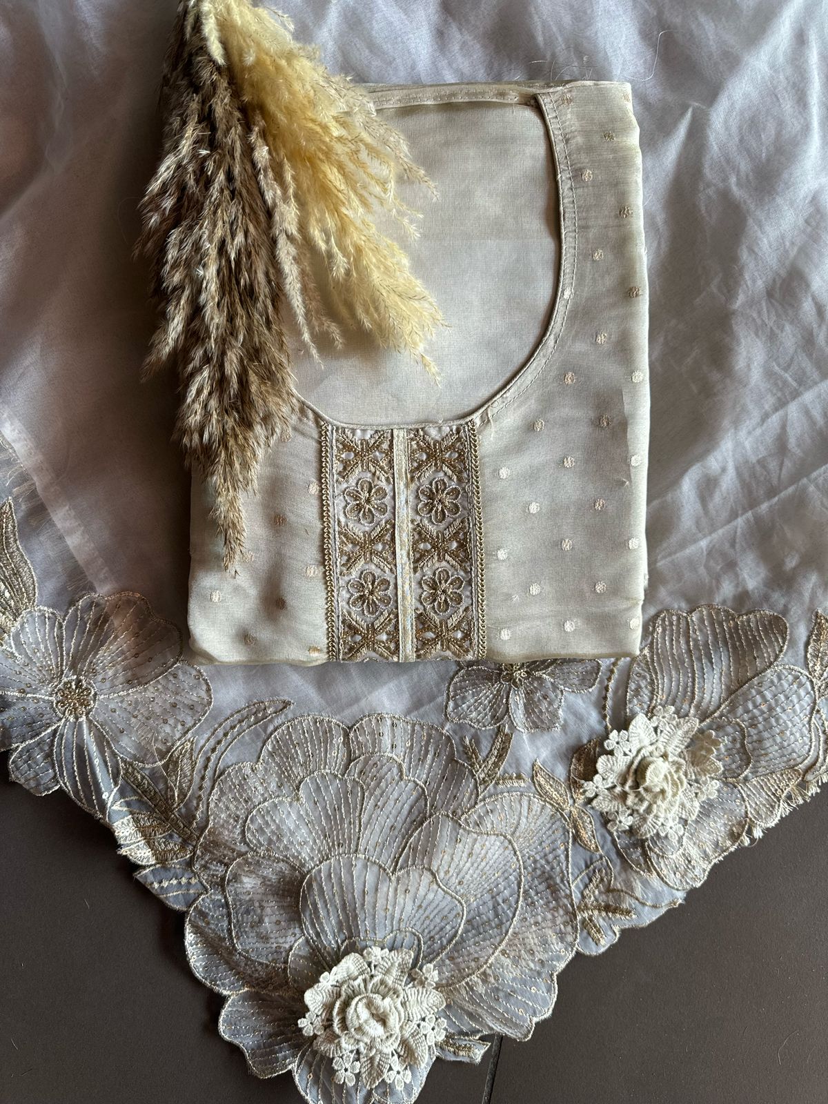 Soft shimmer tissue Unstitched Full size shirt