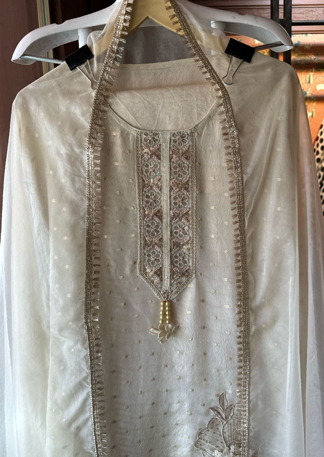 Soft shimmer tissue Unstitched Full size shirt