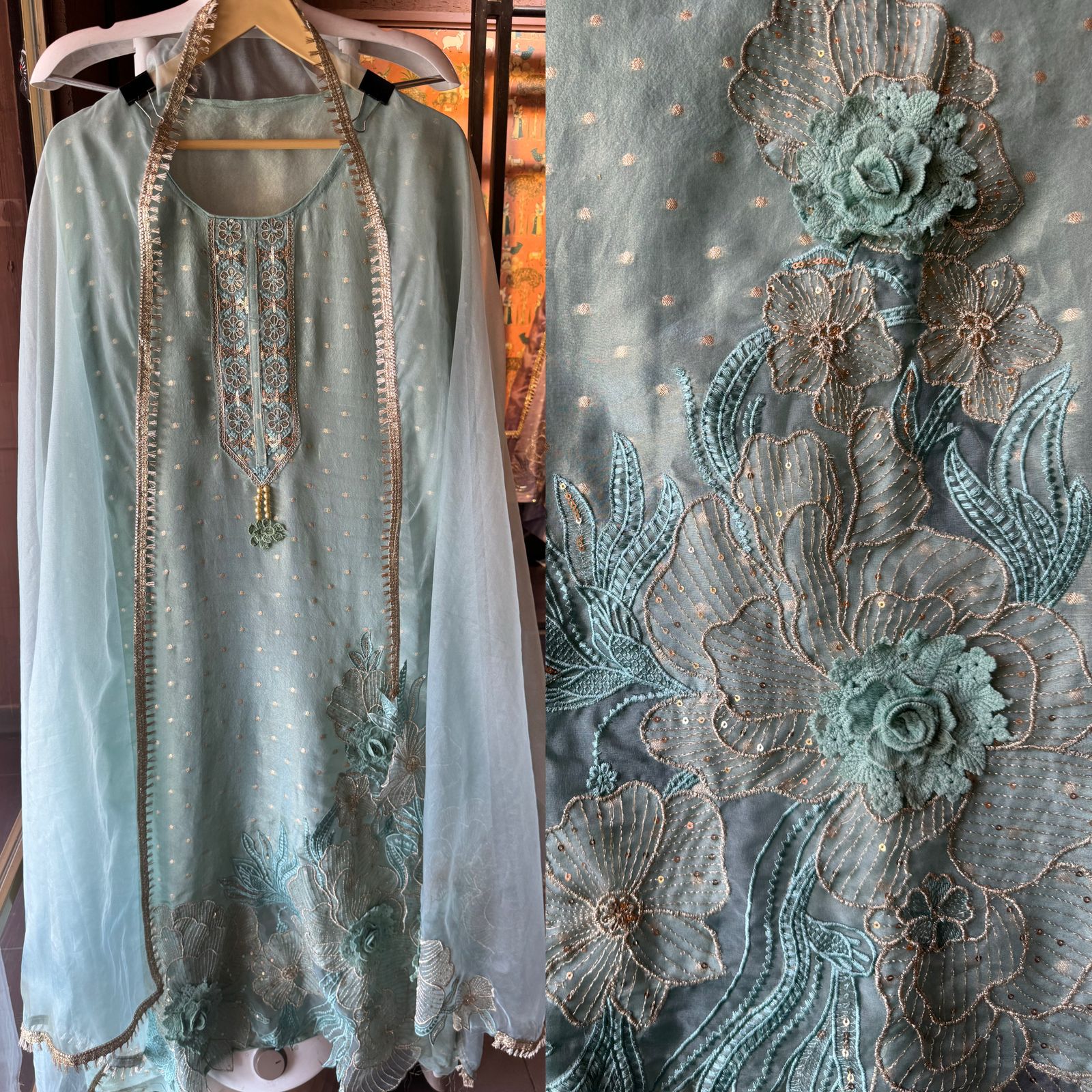 Soft shimmer tissue Unstitched Full size shirt