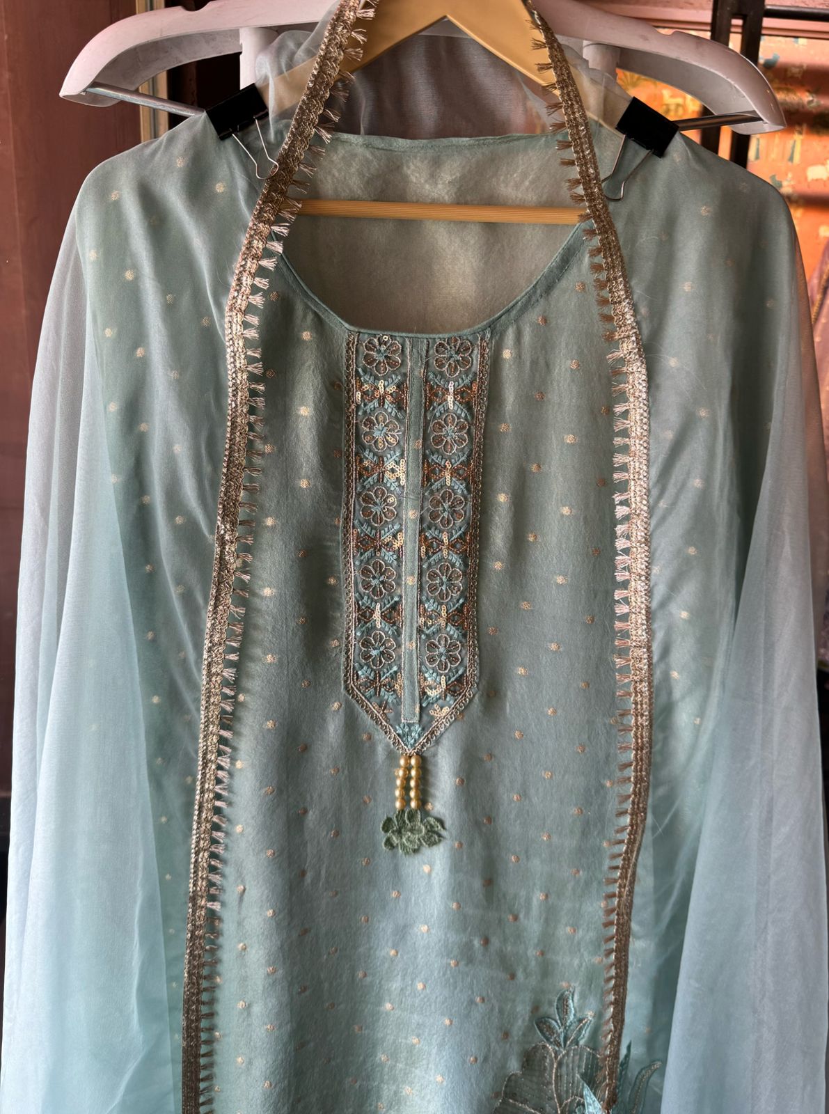 Soft shimmer tissue Unstitched Full size shirt