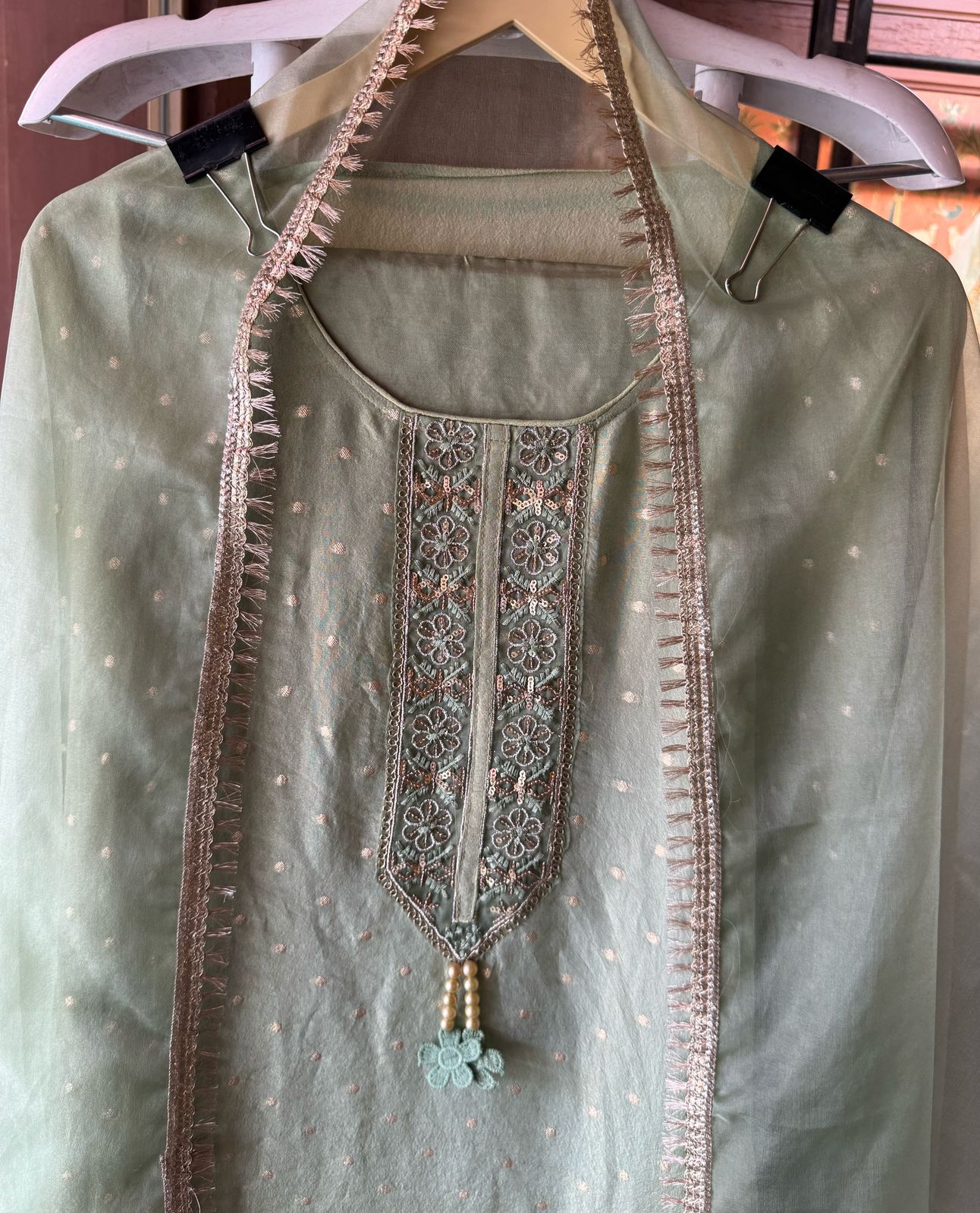 Soft shimmer tissue Unstitched Full size shirt