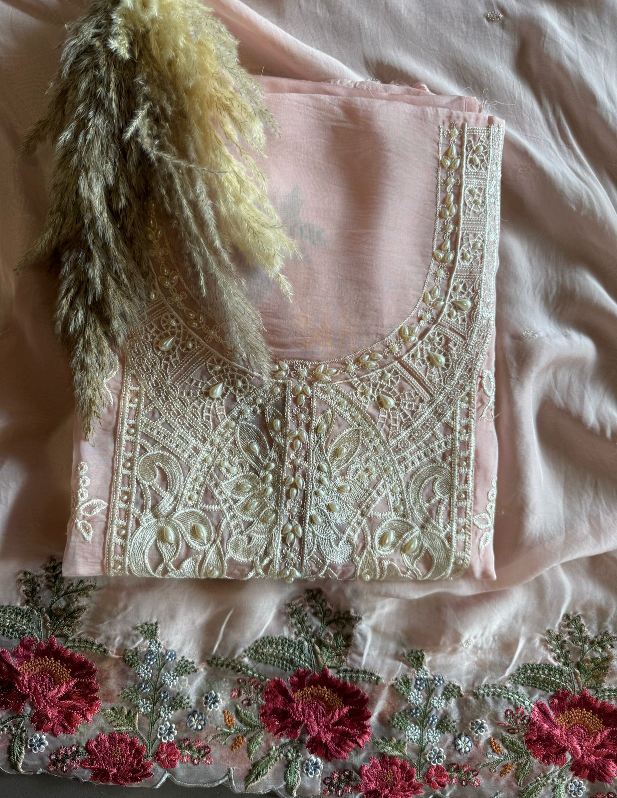 Soft and flowy organza Unstitched shirt