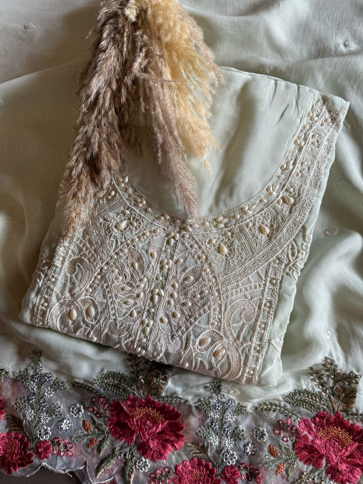 Soft and flowy organza Unstitched shirt