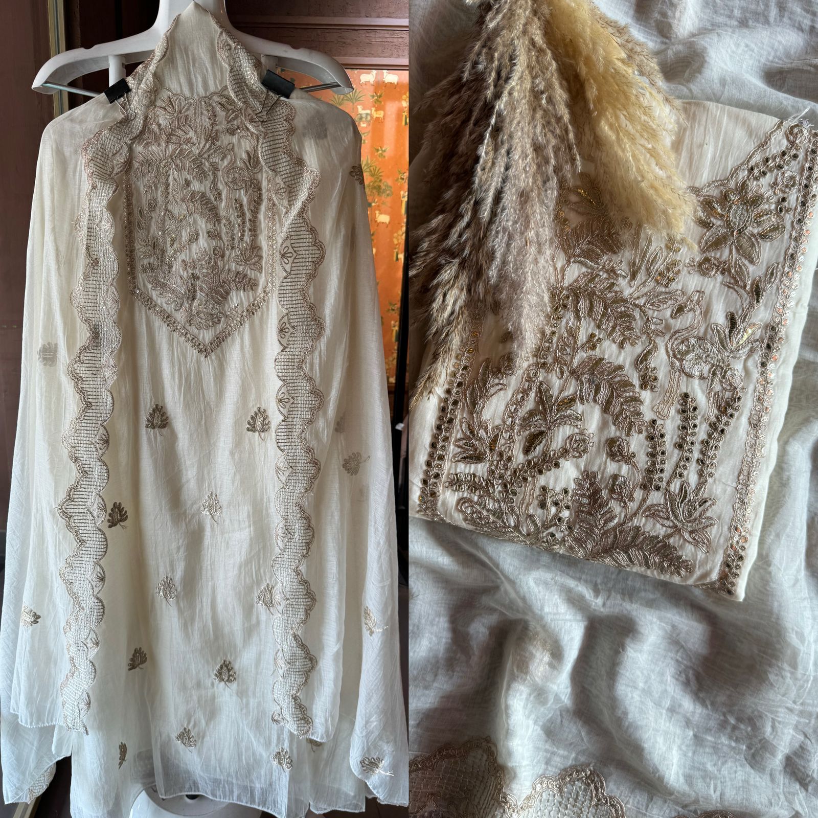 Shop Our latest Mul Chanderi Articles with pitta work