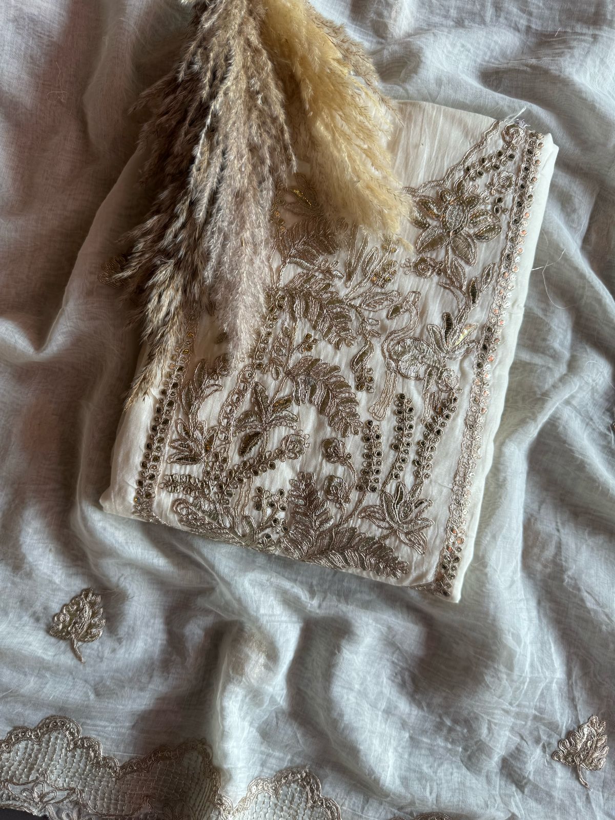 Shop Our latest Mul Chanderi Articles with pitta work