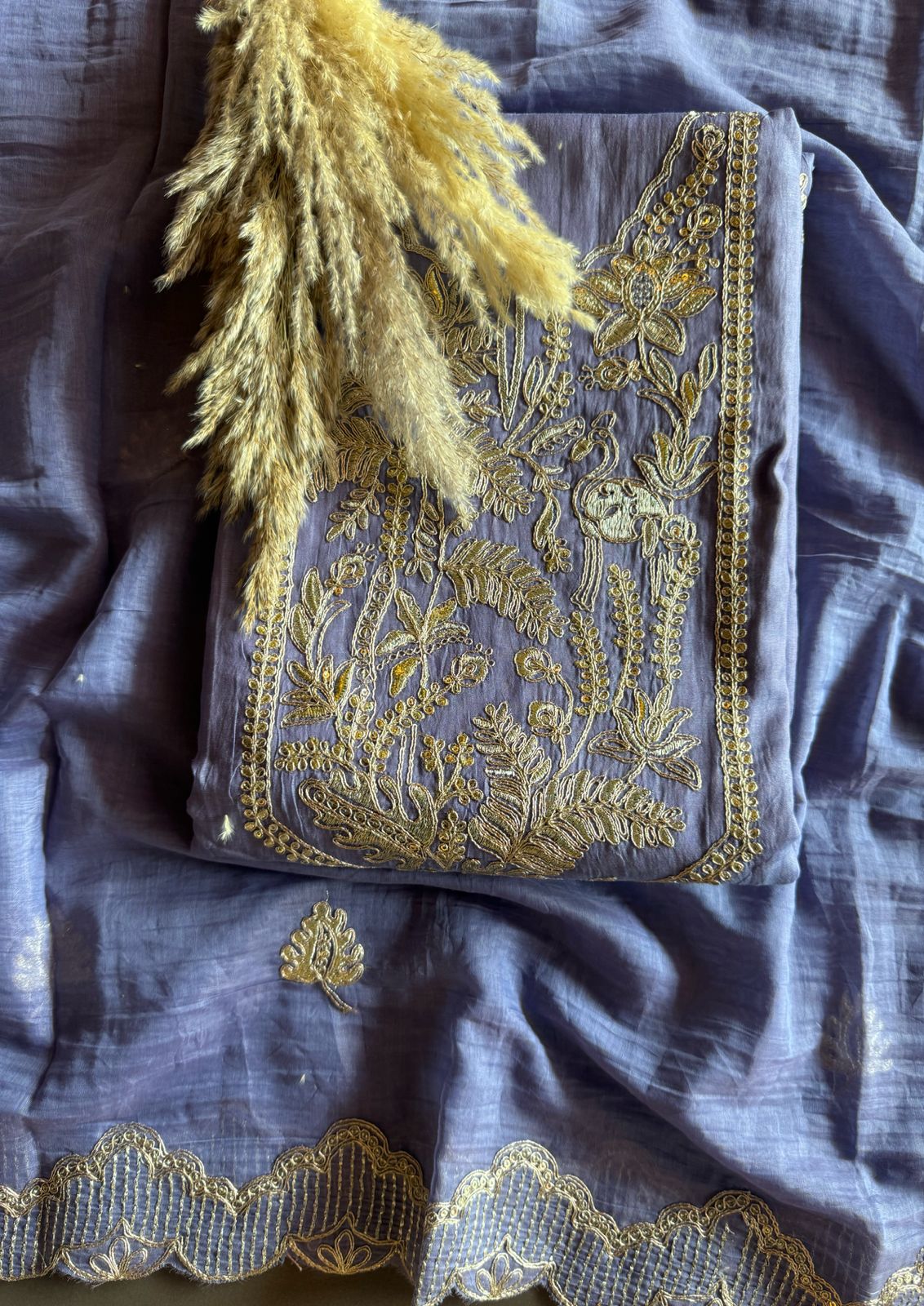 Shop Our latest Mul Chanderi Articles with pitta work