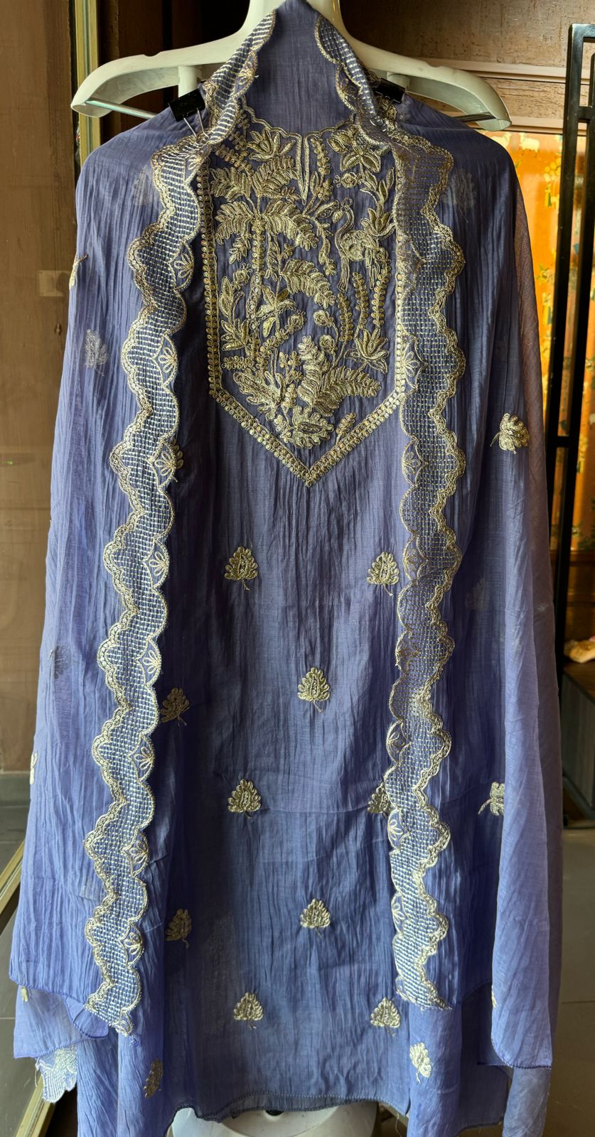 Shop Our latest Mul Chanderi Articles with pitta work