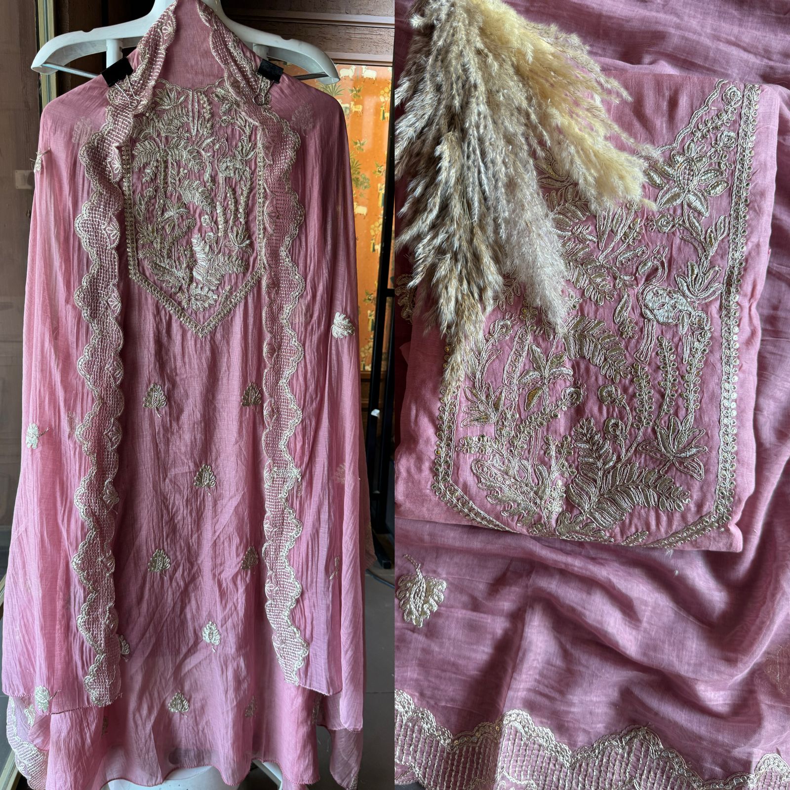 Shop Our latest Mul Chanderi Articles with pitta work