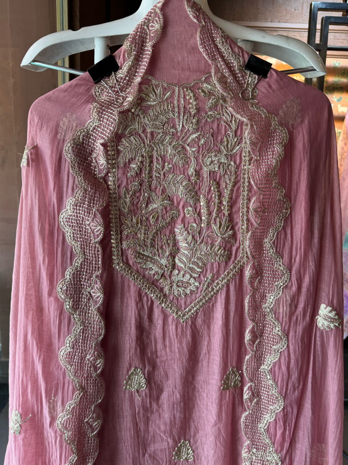 Shop Our latest Mul Chanderi Articles with pitta work