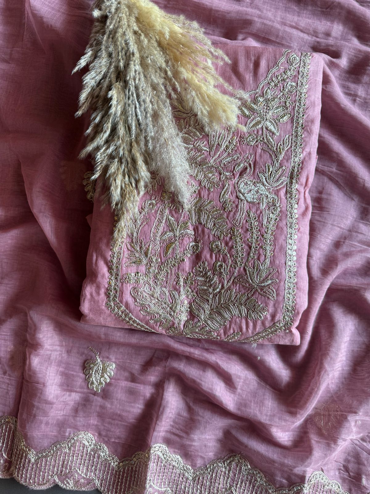 Shop Our latest Mul Chanderi Articles with pitta work