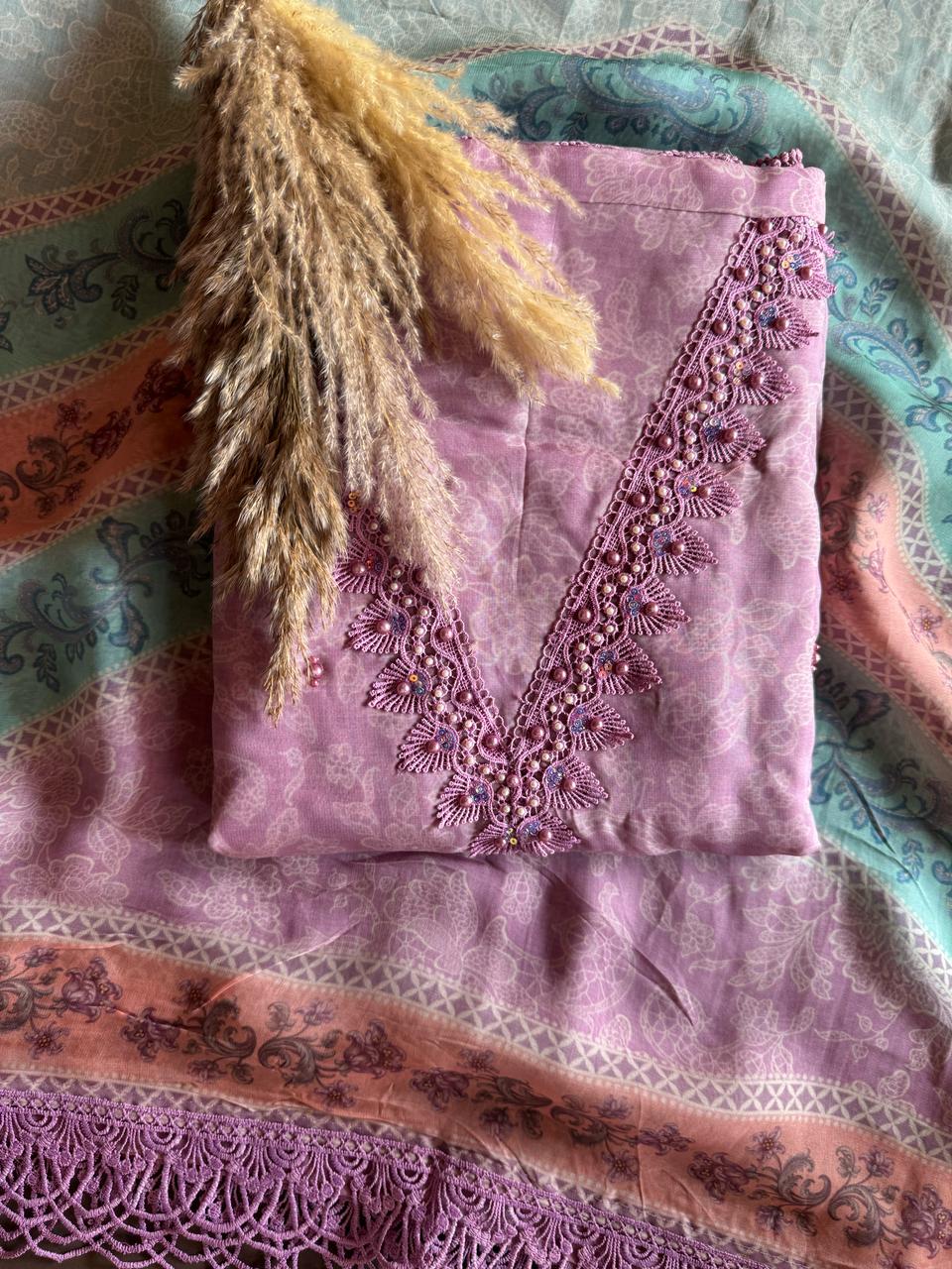 Soft organza Unstitched suit