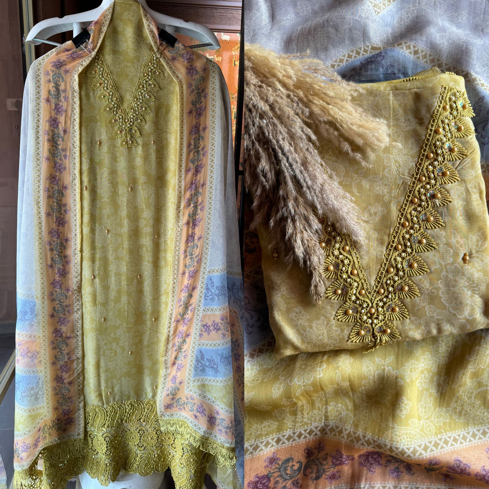 Soft organza Unstitched suit