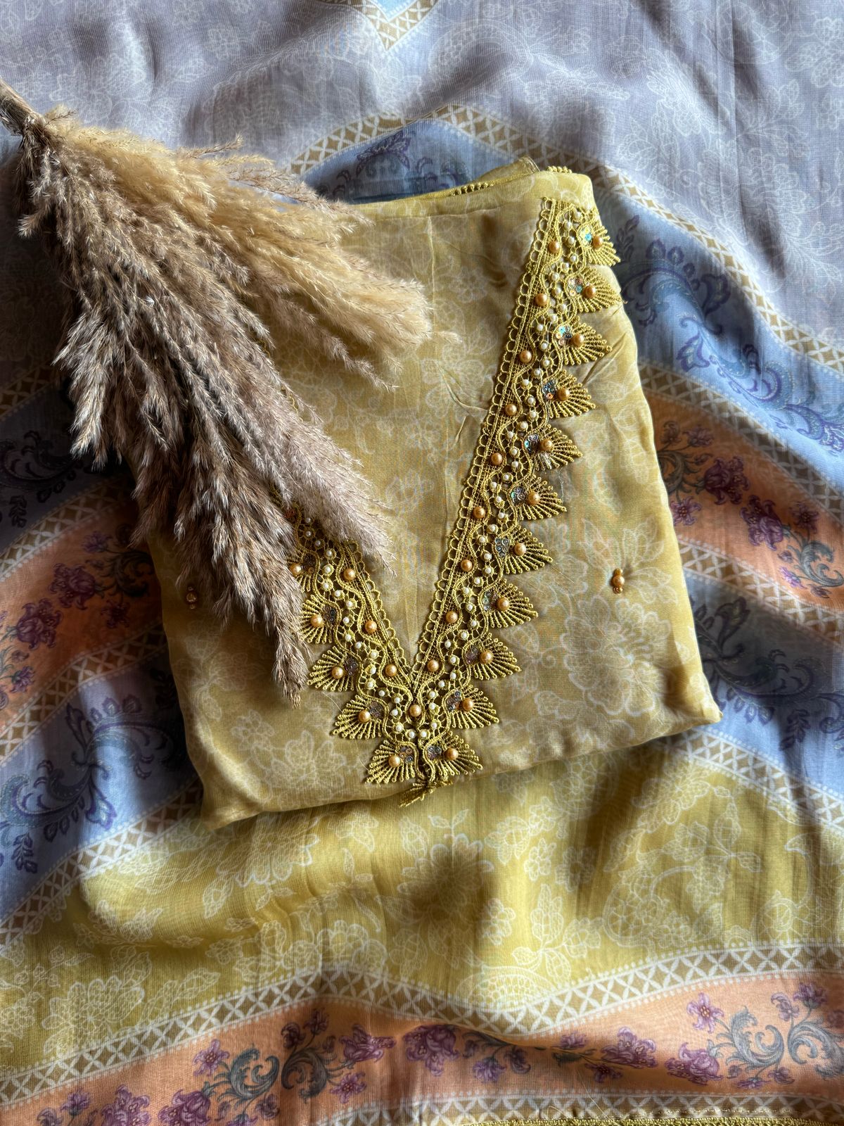 Soft organza Unstitched suit