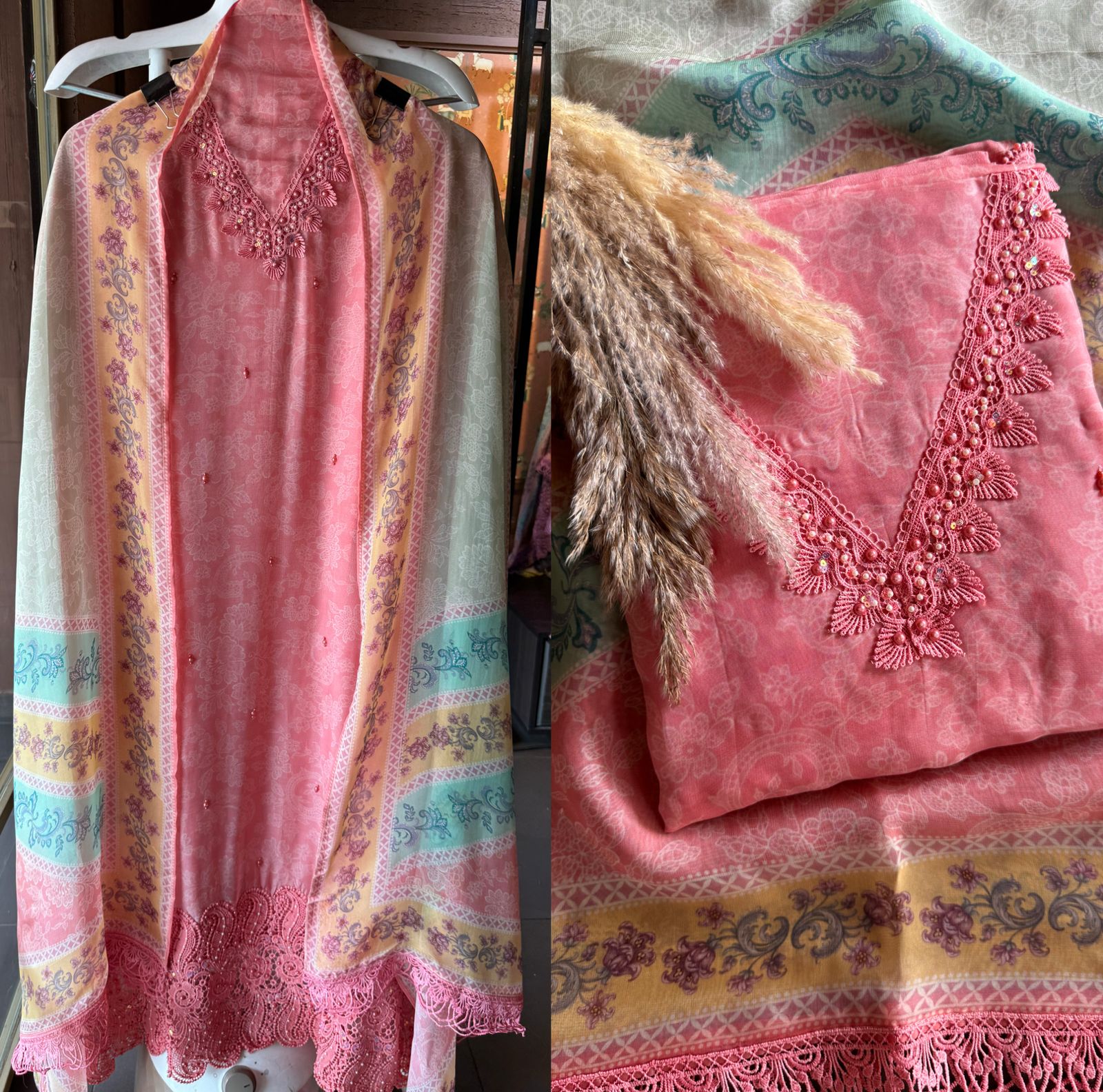 Soft organza Unstitched suit