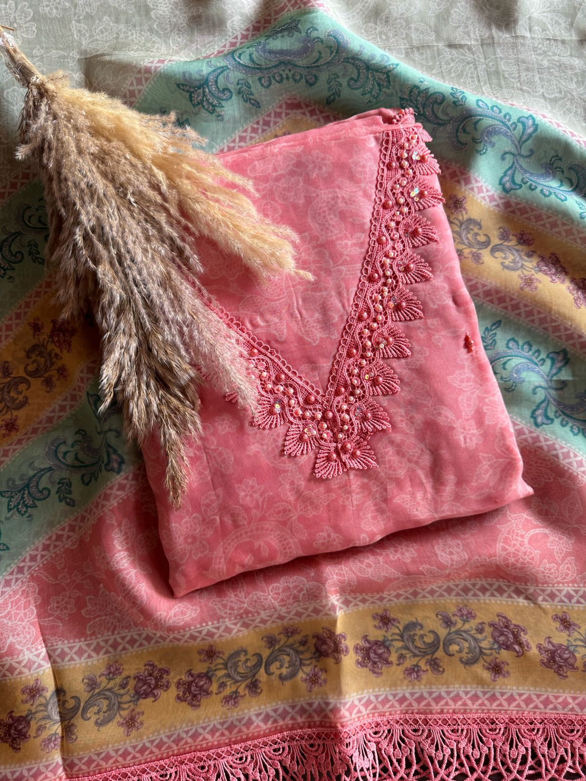 Soft organza Unstitched suit