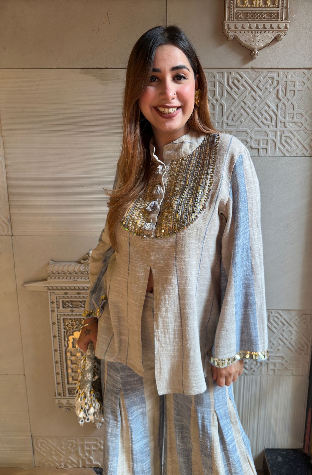 Cotton Jute Stitched coord set