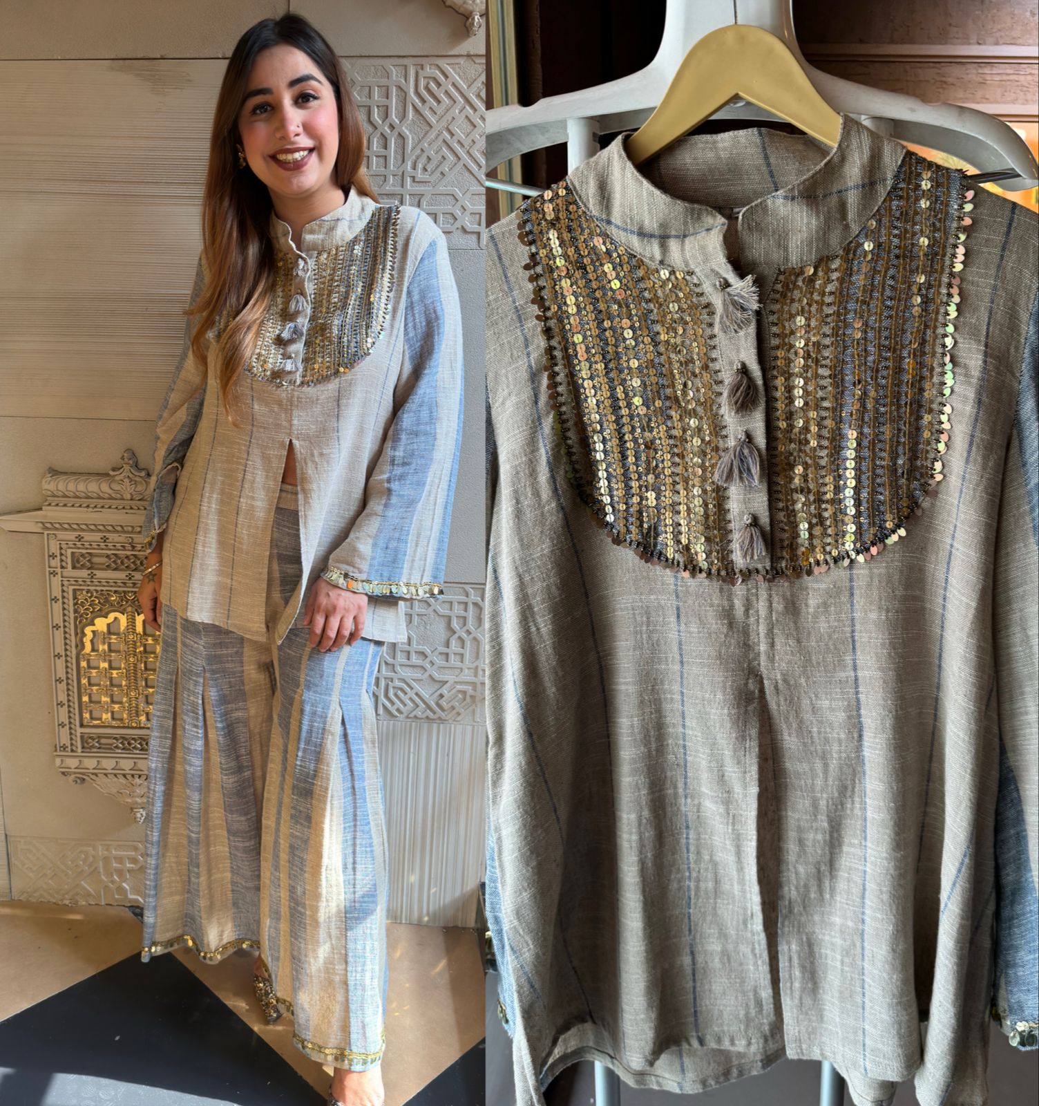 Cotton Jute Stitched coord set