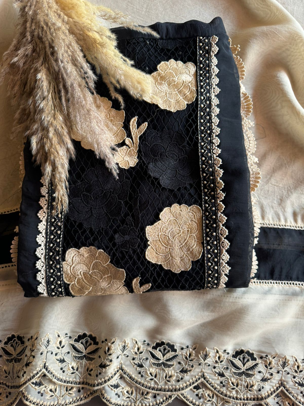 Pure soft organza  unstitched Suit