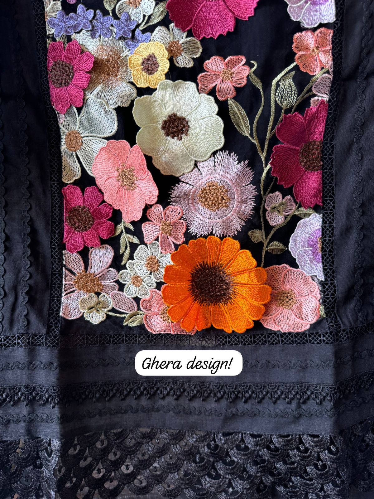 3D Multi coloured flower Designer front