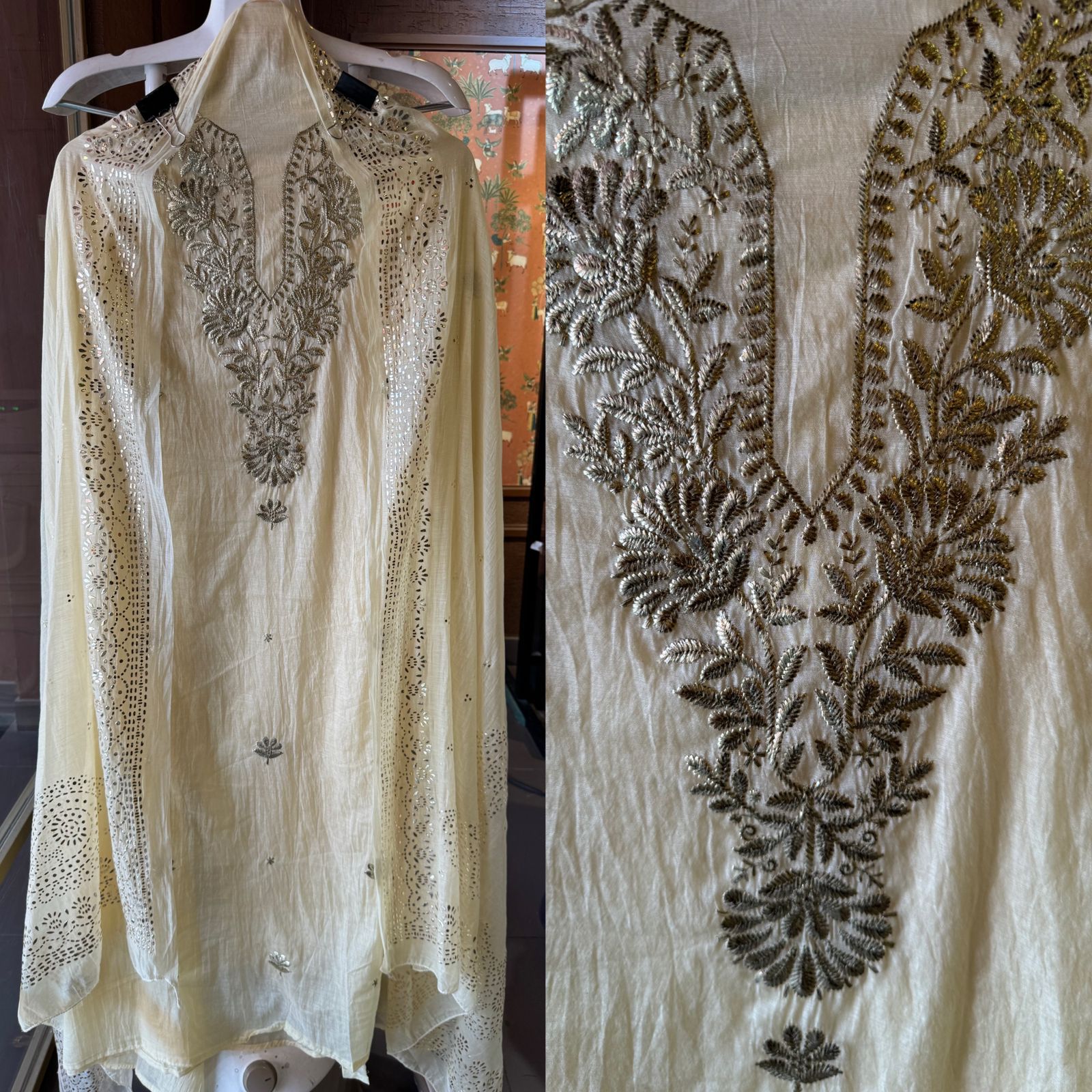 Shop Our latest Mul Chanderi Articles with pitta work