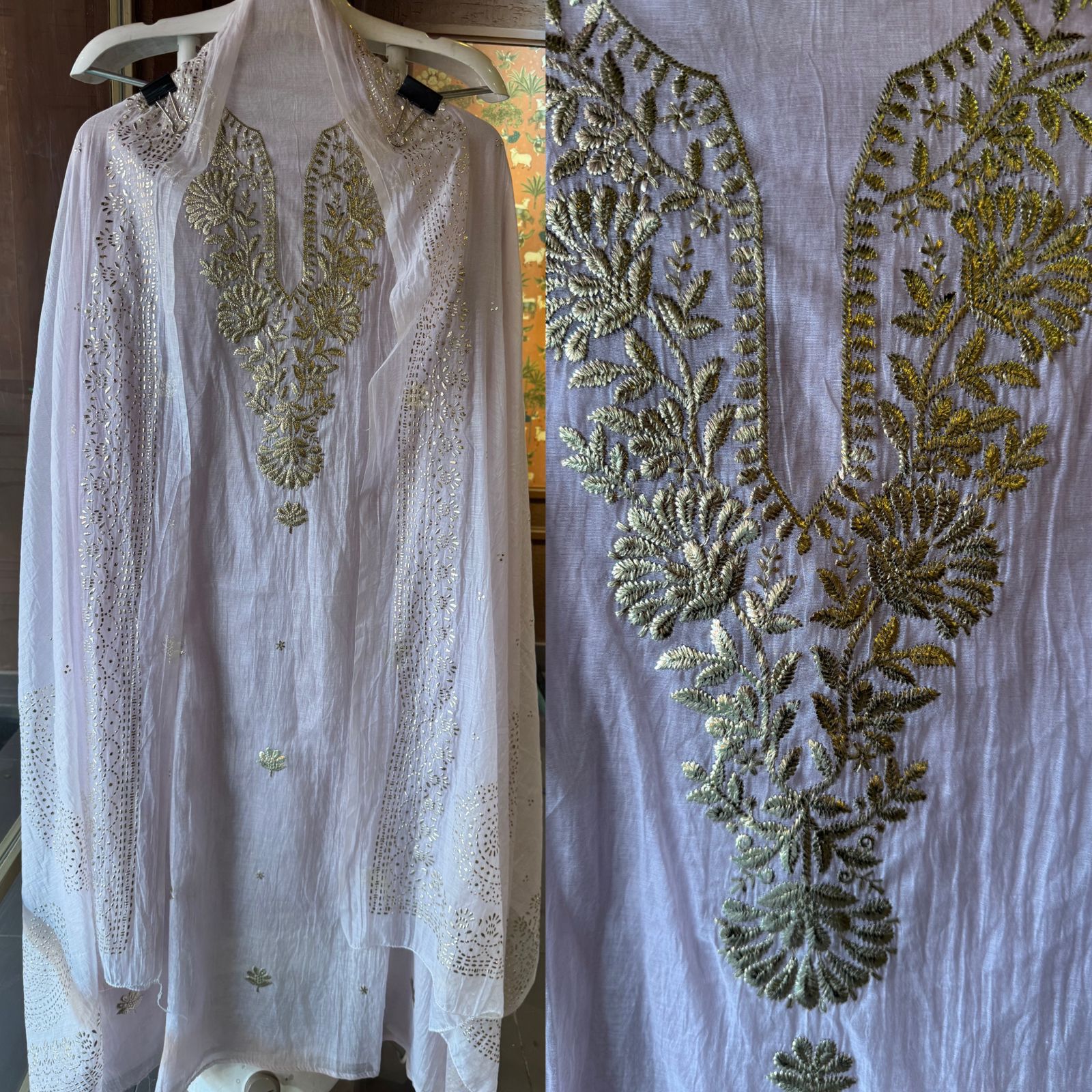 Shop Our latest Mul Chanderi Articles with pitta work