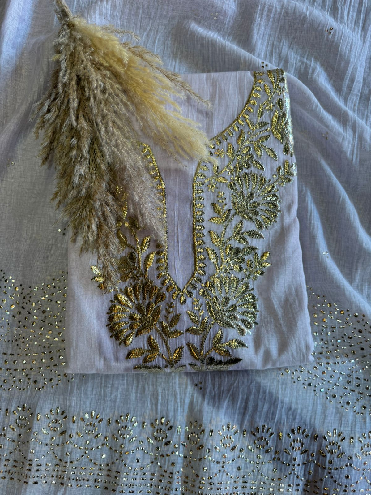 Shop Our latest Mul Chanderi Articles with pitta work