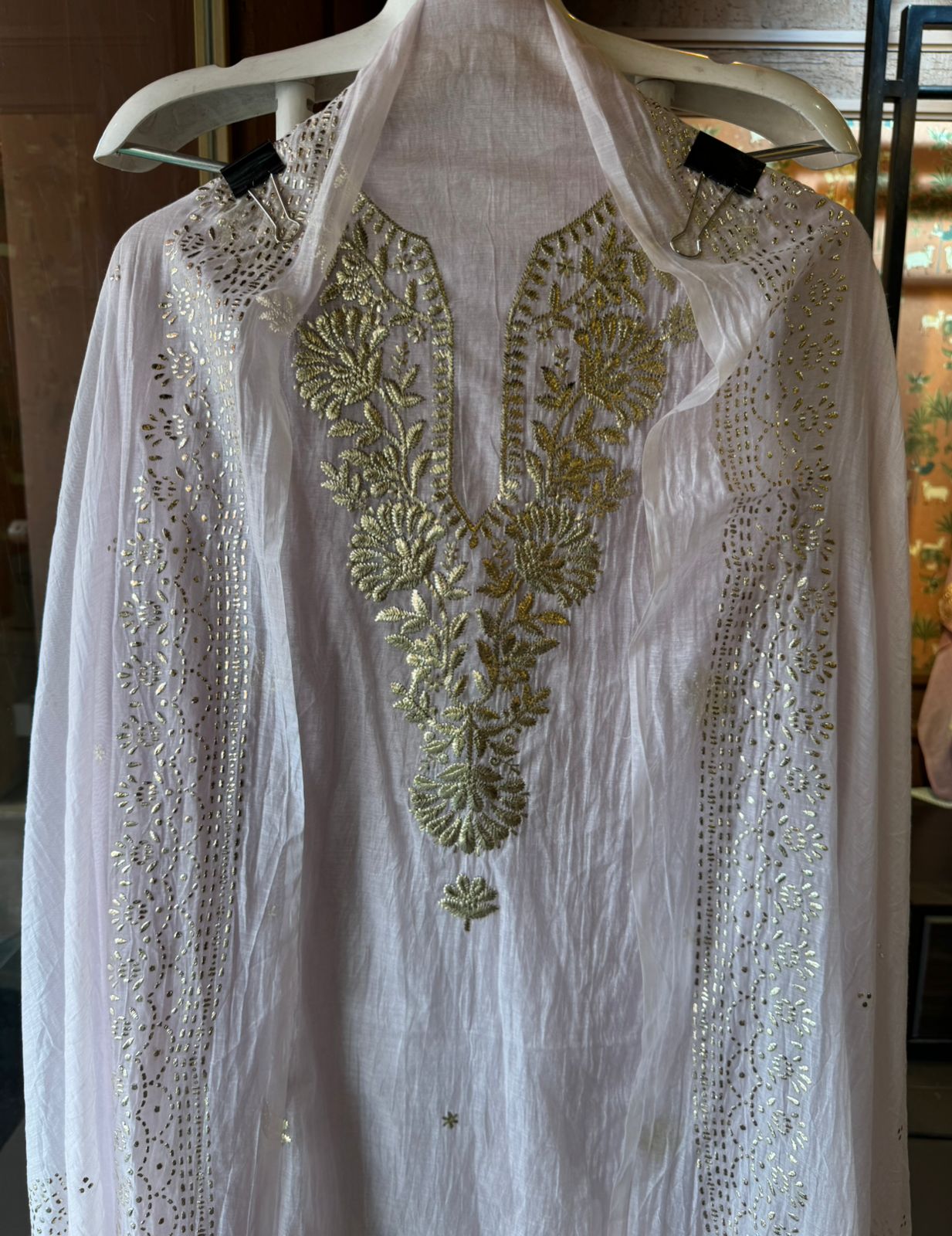 Shop Our latest Mul Chanderi Articles with pitta work