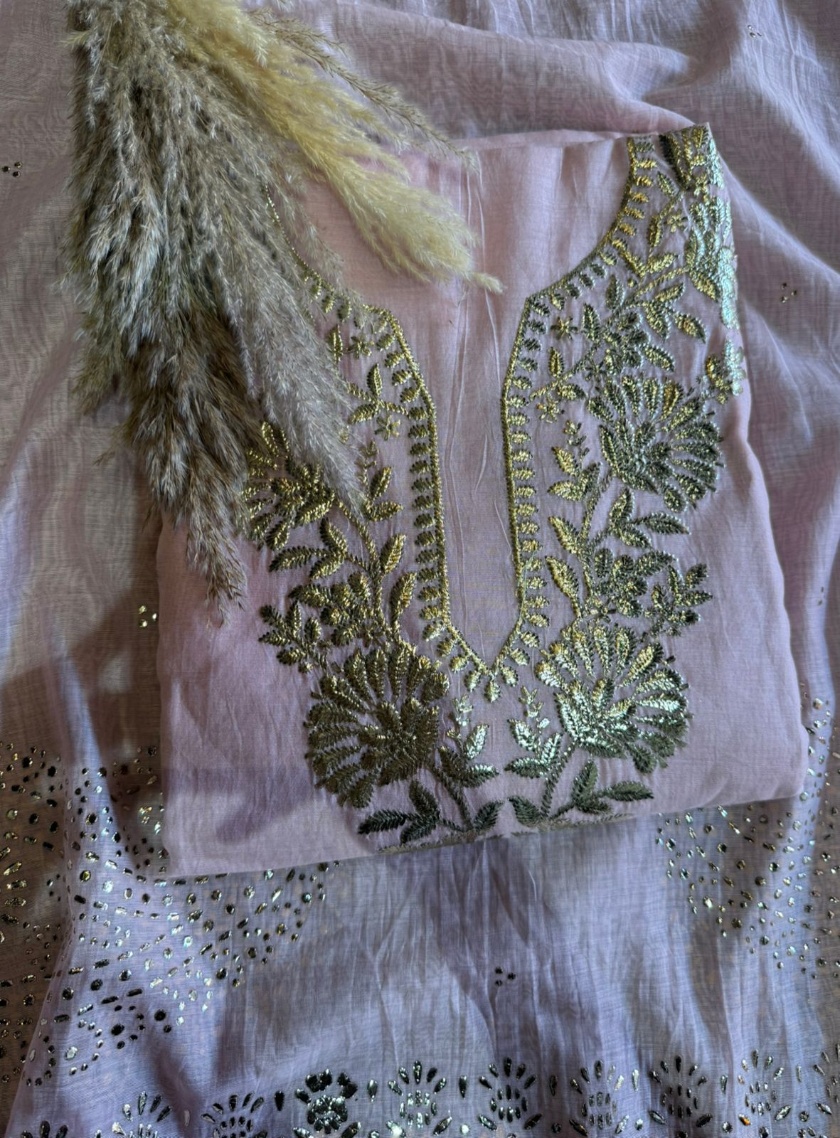 Shop Our latest Mul Chanderi Articles with pitta work