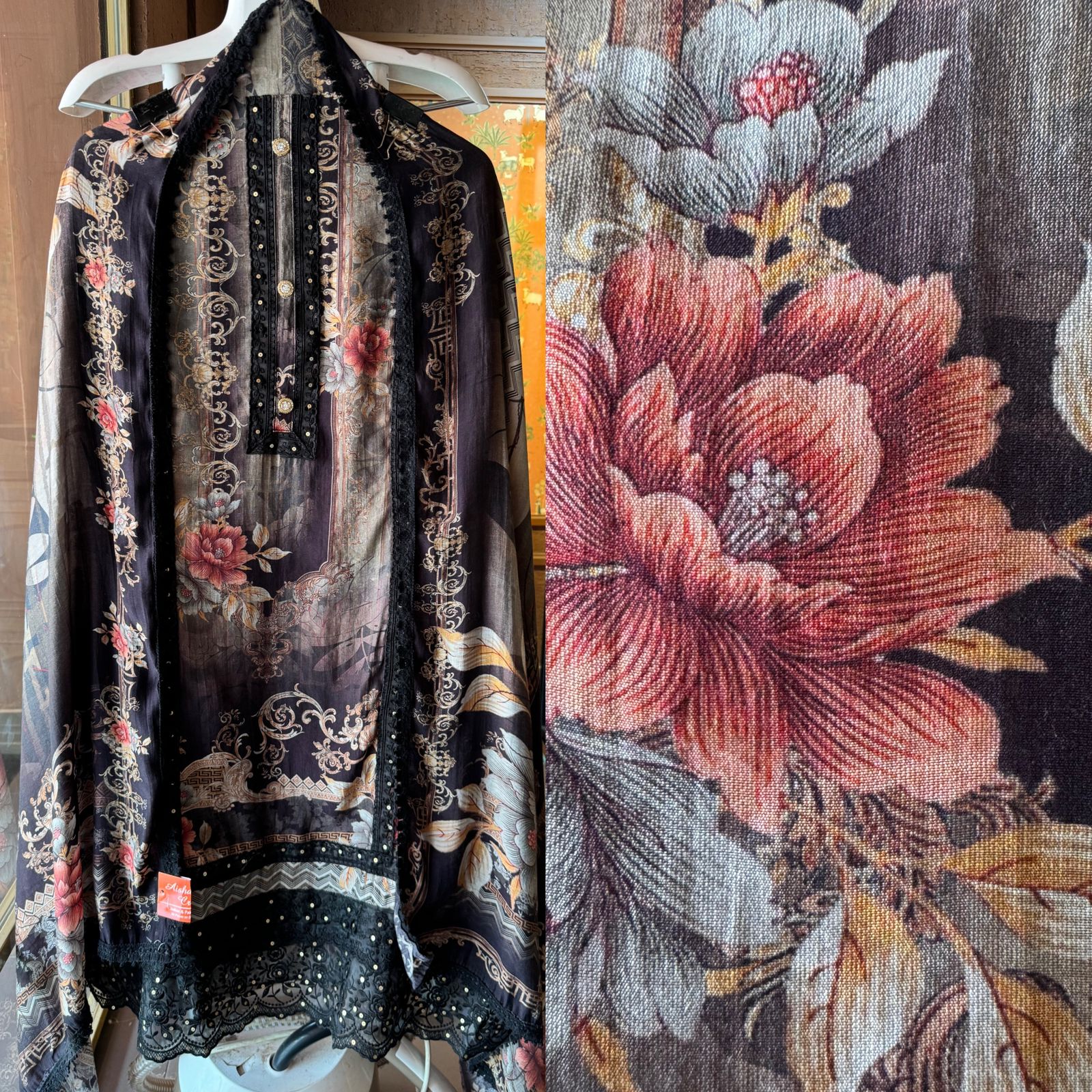 Shop Our New digital Pakistani printed designer suit with Lace concept