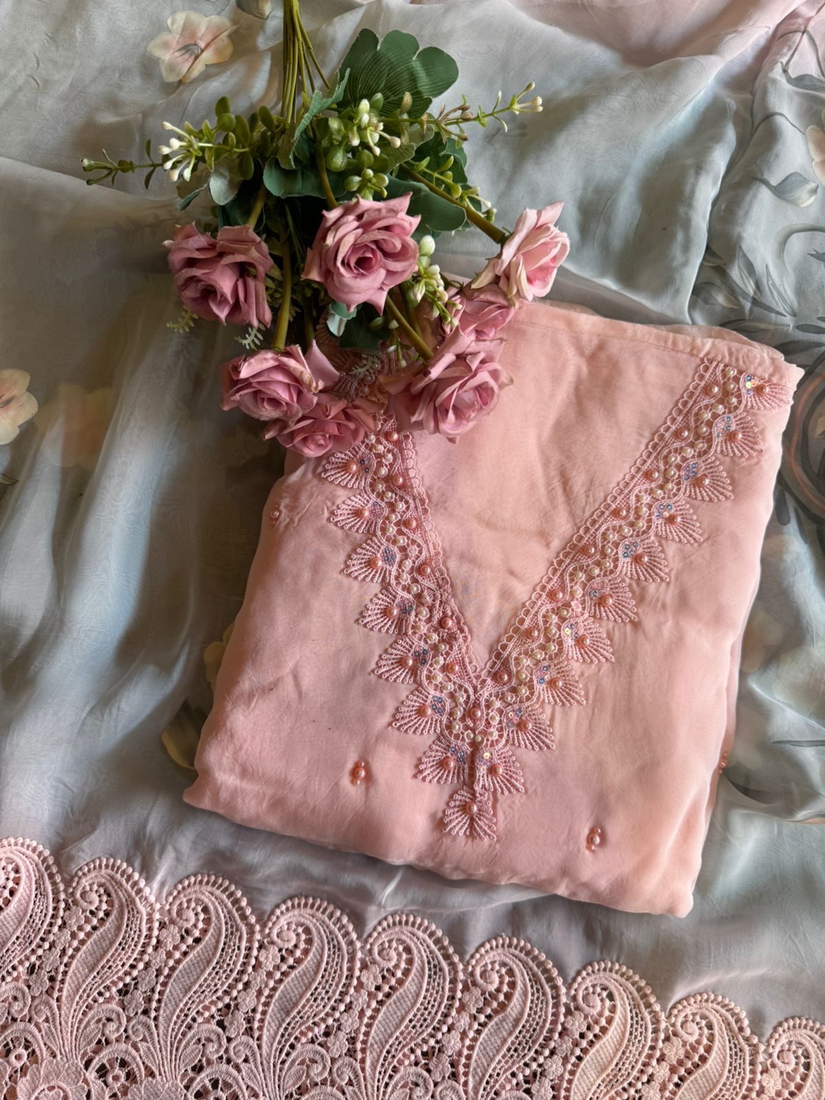 Soft organza Unstitched suit