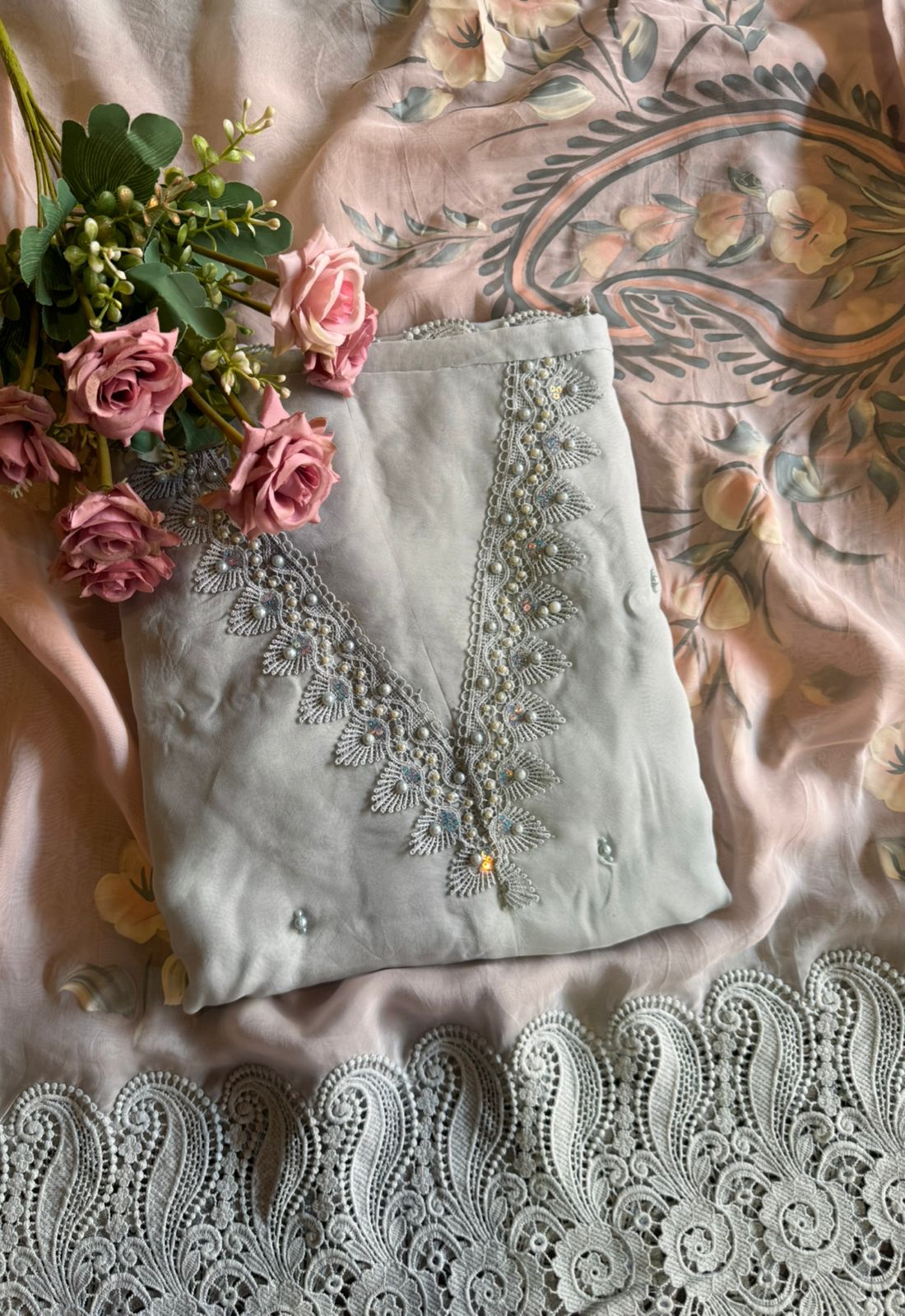 Soft organza Unstitched suit