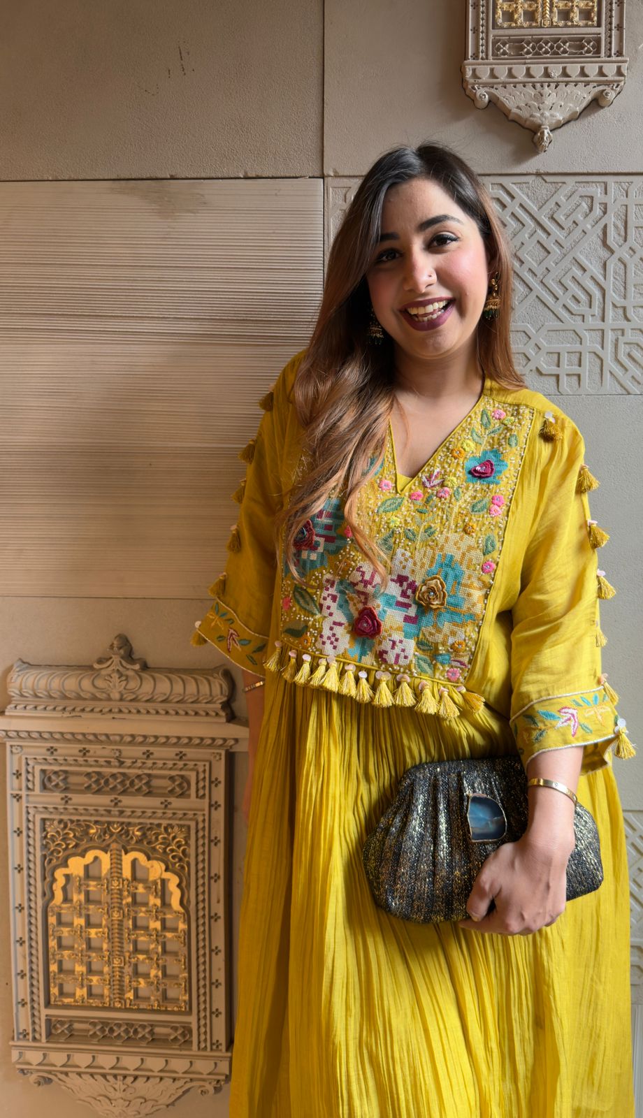 Pure Mul chanderi Pleated designer suit