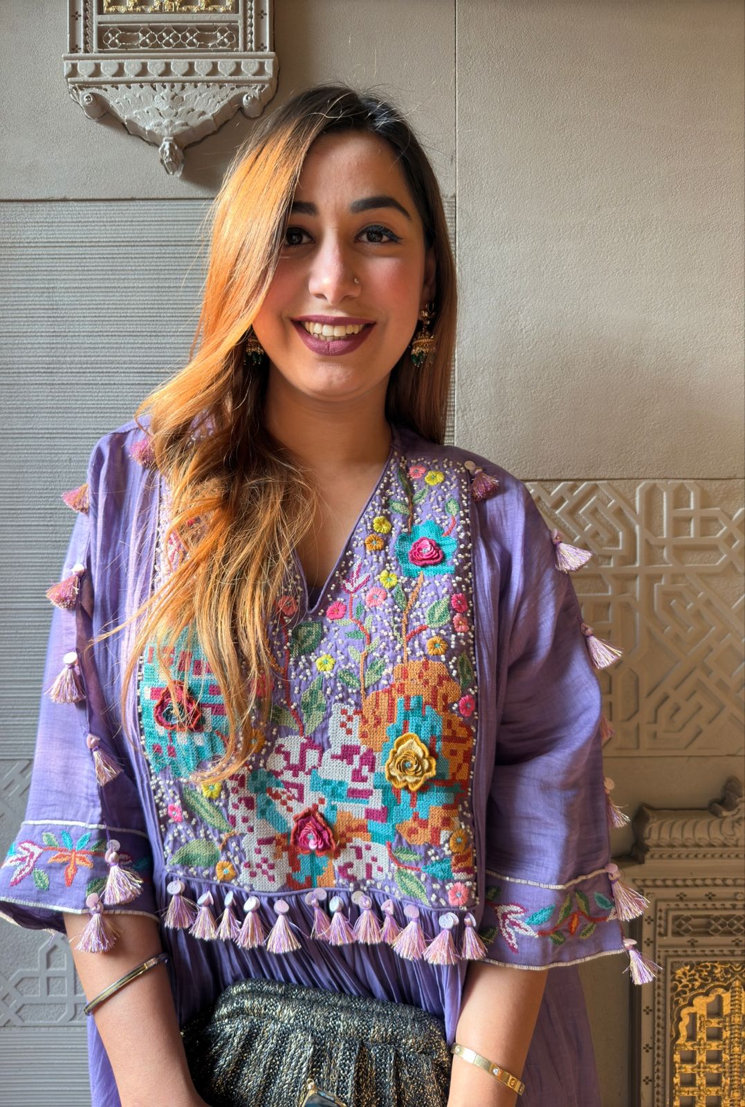 Pure Mul chanderi Pleated designer suit