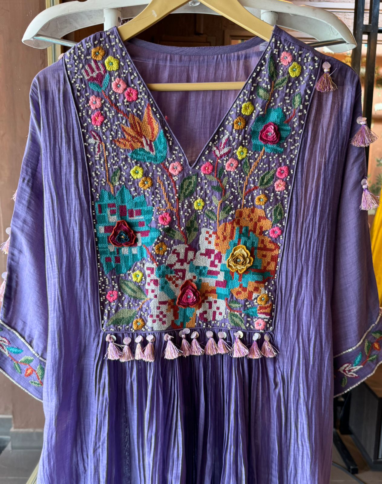 Pure Mul chanderi Pleated designer suit